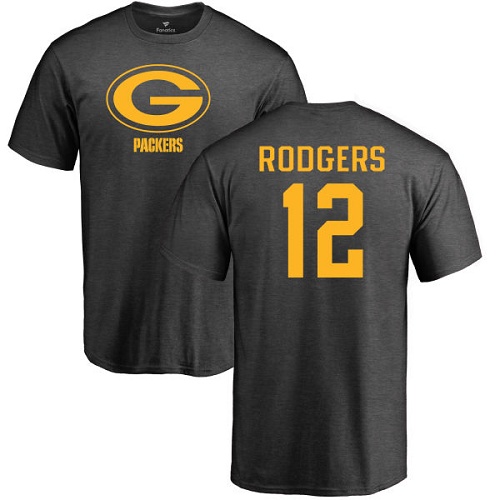 Men Green Bay Packers Ash #12 Rodgers Aaron One Color Nike NFL T Shirt->nfl t-shirts->Sports Accessory